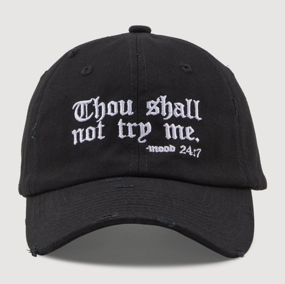 Thou Shalt Not Try Me (Mood 24:7) Distressed Baseball Cap - Picture 2 of 5